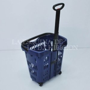Carro canasta plastica color azul con 2 rodachinas REF: 15881